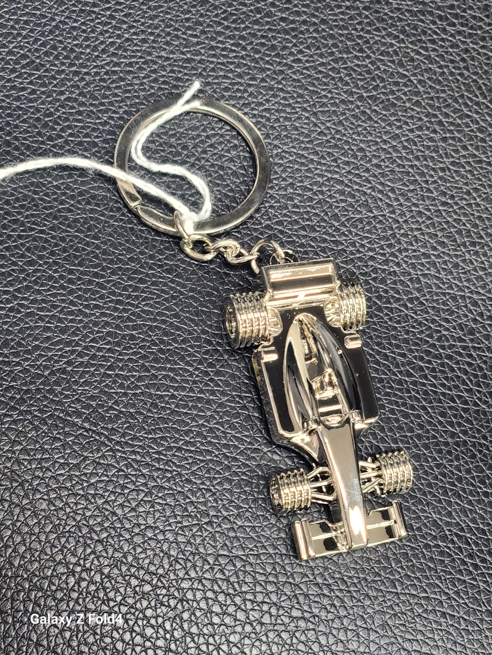 Metal Race Car Keychain - Shiny Silver